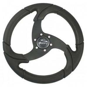 Schmitt Marine Folletto 14.2" Wheel - Black Polyurethane - 3/4" Tapered Shaft w/Black Center Cap, made by Schmitt Marine - PU021104-R Schmitt Marine Folletto 14.2" Wheel - Black Polyurethane - 3/4" Tapered Shaft w/Black Center Cap, made by Schmitt Marine - PU021104-R