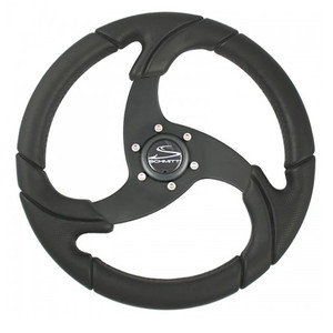 Schmitt Marine Folletto 14.2" Wheel - Black Polished Polyurethane - 3/4" Tapered Shaft w/Black Center Cap, made by Schmitt Marine - PU026104-R Schmitt Marine Folletto 14.2" Wheel - Black Polished Polyurethane - 3/4" Tapered Shaft w/Black Center Cap, made by Schmitt Marine - PU026104-R