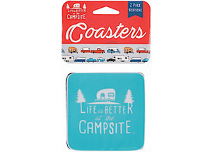 Life Is Better At The Campsite Coasters Neoprene Life Is Better At The Campsite Blue Design, made by Camco - 53230 Life Is Better At The Campsite Coasters Neoprene Life Is Better At The Campsite Blue Design, made by Camco - 53230