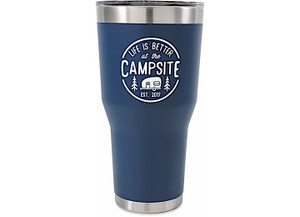 Life Is Better At The Campsite Tumbler Painted Navy 30oz, made by Camco - 53324 Life Is Better At The Campsite Tumbler Painted Navy 30oz, made by Camco - 53324