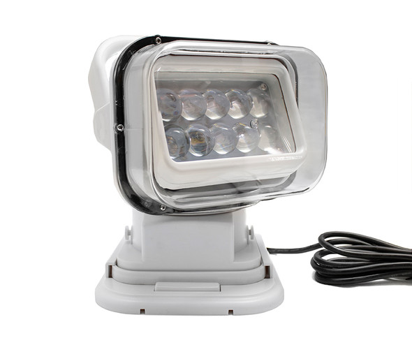 Motorized 50W LED Spot Light w/ Remote 360 Degree / 120 vertical Swivel Functionality White Marine Sport
