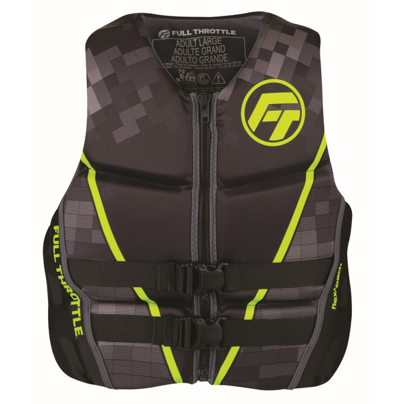 Full Throttle Mens Rapid-Dry Flex-Back Life Jacket 2XL Grn