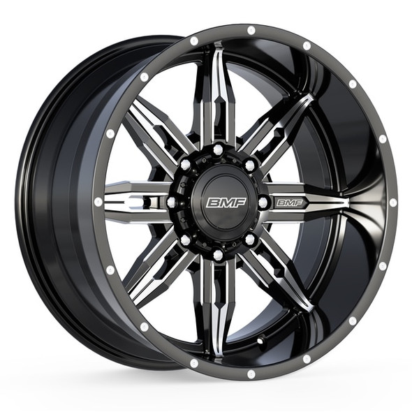 Roulette Series Truck Wheels 22X10.5 8X180 -25MM Black Milled BMF Wheels