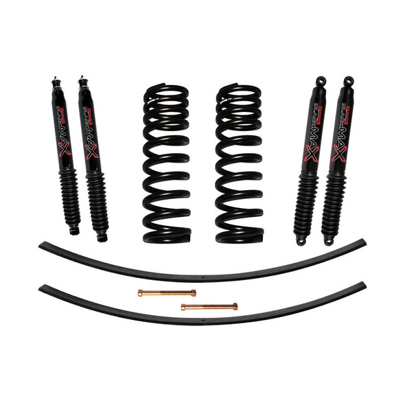 Bronco Suspension Lift Kit 78-79 Ford Bronco w/Shock Black MAX Shocks 1.5-2 Inch Lift Incl. Front Coil Springs Rear Add-A-Leafs Skyjacker