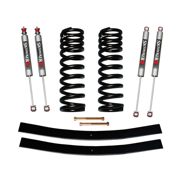Bronco Suspension Lift Kit 75-77 Ford Bronco w/Shock M95 Performance Shocks 1.5-2 Inch Lift Incl. Front Coil Springs Rear Add-A-Leafs Skyjacker