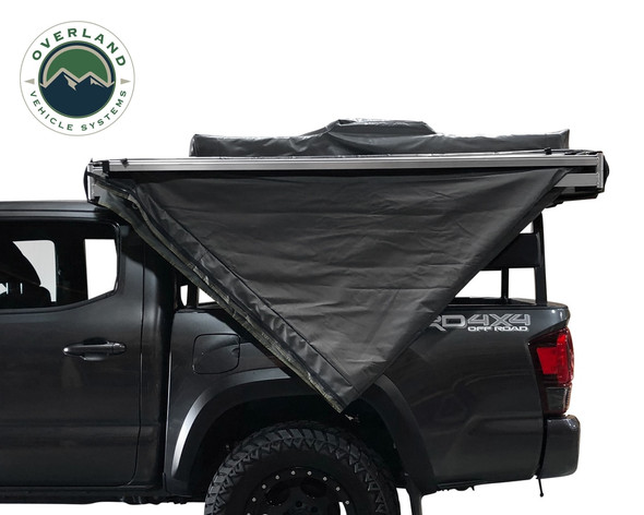 Awning Tent 270 Degree Driver Side Dark Gray Cover With Black Cover Nomadic Overland Vehicle Systems