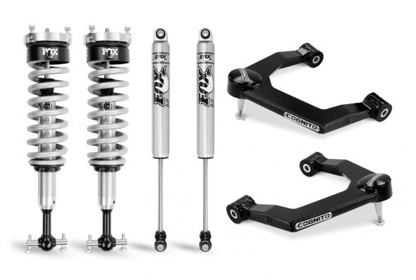 Cognito 1-Inch Performance Uniball Leveling Kit With Fox PS Coilover 2.0 IFP Shocks for 19-22 Silverado Trail Boss/Sierra AT4 1500 4WD