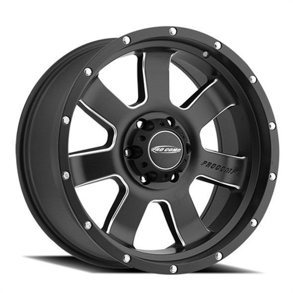 Series 39 Interia 17x9 with 5 on 5.5 Bolt Pattern 4.75 Backspace Satin Black With Stainless Steel Bolts Finish Pro Comp Alloy Wheels
