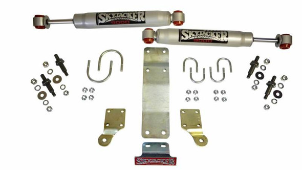 Steering Stabilizer Dual Kit Incl. 9000 Steering Dampners Brackets Hardware For Use w/HD Tie Rod Assembly PN JK717TR Or Other Tie Rod Using 1.75 Inch OD Silver Skyjacker