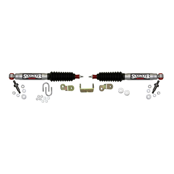 Steering Stabilizer Dual Kit For Use w/3/4 Ton Vehicles Silver w/Black Boots Skyjacker