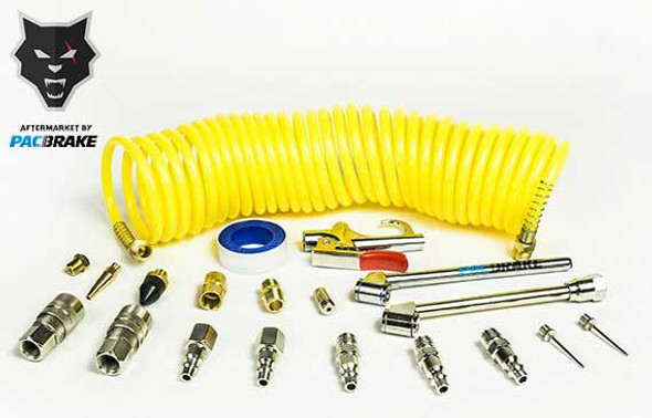 Air Tank Curly Hose and Accessory Kit 25 Foot Hose Pacbrake