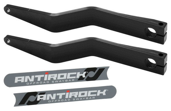 Antirock Fabricated Steel Sway Bar Arms Bent Style Jeep JL, JT, JK front and TJ 15 Inch Long OAL 12.5 Inch C-C 2.5 Inch Offset Bend Includes Stickers Pair RockJock 4x4