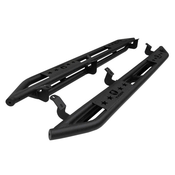 Side Step Rails Nerf Bars Running Boards Kit For 07-20 Toyota Tundra Double Cab Textured Black Tyger Auto