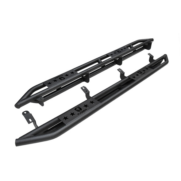 Side Step Rails Nerf Bars Running Boards For 07-20 Toyota Tundra CrewMax Textured Black Tyger Auto