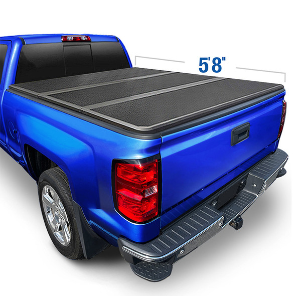 T5 Alloy Hardtop Truck Bed Tonneau Cover 14-18 Silverado/Sirra 1500 2019 LD/Limited Only Fleetside 5.8 Foot Bed Hard Folding Solid Tri-Fold Tyger Auto