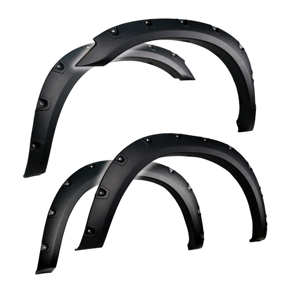 Fender Flares For 10-18 Dodge Ram 2500 3500 For Fleetside Models with 76.3.0 Inch and 98.3.0 Inch Bed Rugged Textured Black Pocket Bolt-Riveted Style Set 4 Piece Tyger Auto