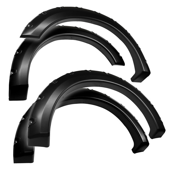Fender Flares For 04-08 Ford F150 Only For Styleside Models 06-08 Lincoln Mark LT Paintable Smooth Matte Black Pocket Bolt-Riveted Style Set 4 Piece Tyger Auto