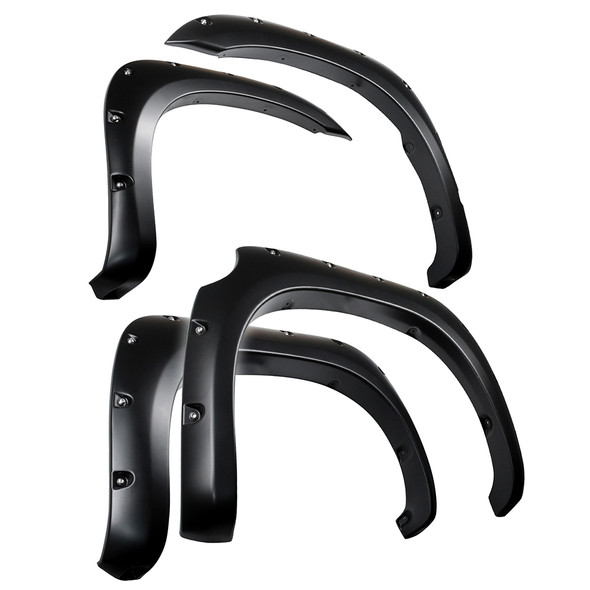 Fender Flares For 07-13 Toyota Tundra Smooth Matte Black Pocket Bolt-Riveted Style Set 4 Piece Tyger Auto