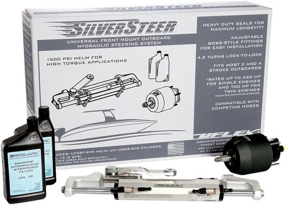 Uflex SilverSteer™ Universal Front Mount Outboard Hydraulic Steering System w/ UC128-SVS-1 Cylinder