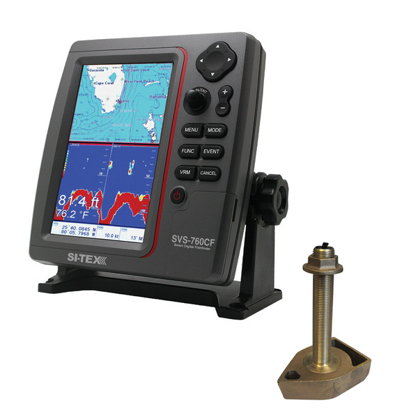 SI-TEX SVS-760CF Dual Frequency Chartplotter/Sounder w/C-Map 4D Chart & 1700/50/200T-CX Transducer