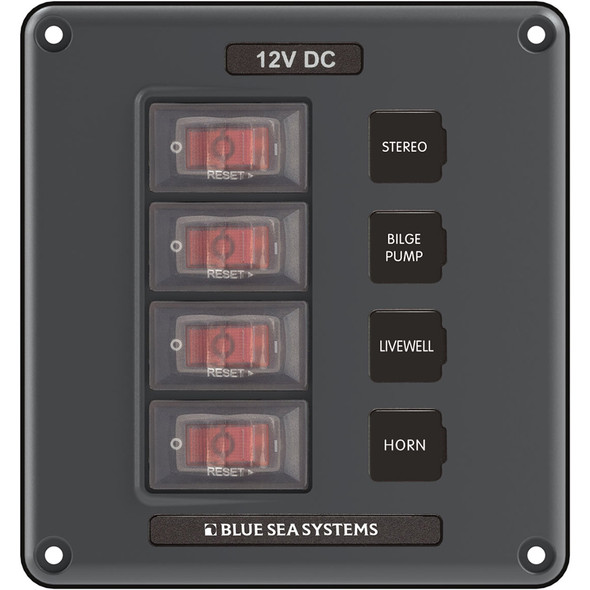 Blue Sea 4320 Circuit Breaker Switch Panel 4 Position - Gray