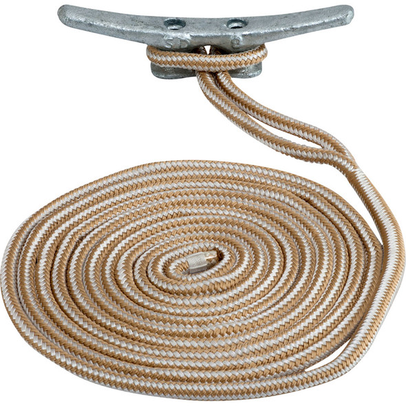 Sea-Dog Double Braided Nylon Dock Line - 3/4" x 25' - Gold/White