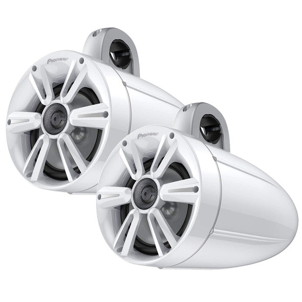 Pioneer 7.7" 250W IPX7® Tower Speaker w/RGB LED Lighting - Max Sports Grill - White