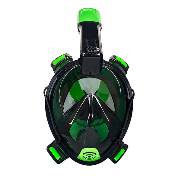 Aqua Leisure Frontier Full-Face Snorkeling Mask - Adult Sizing - Eye to Chin > 4.5" - Green/Black