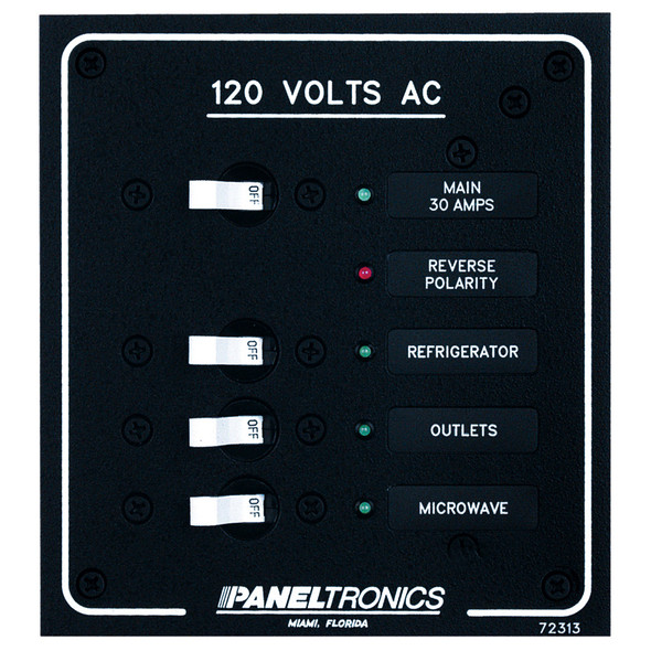 Paneltronics Standard AC 3 Position Breaker Panel & Main w/LEDs