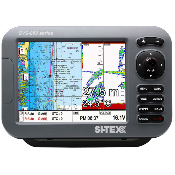 SI-TEX SVS-880CF-E 8" Chartplotter/Sounder Combo w/External GPS Antenna & C-Map 4D Chart