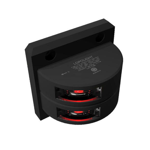 Lopolight Series 301-002 - Double Stacked Port Sidelight - 2NM - Vertical Mount - Red - Black Housing