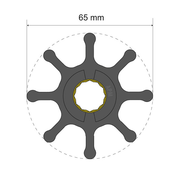 Albin Group Premium Impeller Kit 65 x 16 x 37mm - 8 Blade - Spline Insert