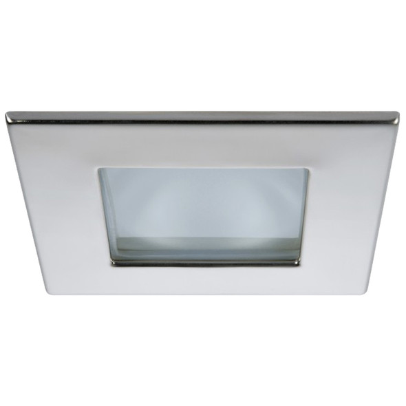 Quick Marina XP Downlight LED - 4W, IP66, Spring Mounted - Square Stainless Bezel, Square Warm White Light