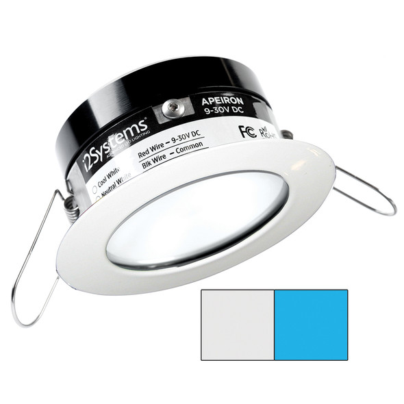 i2Systems Apeiron PRO A503 - 3W Spring Mount Light - Round - Cool White & Blue - White Finish