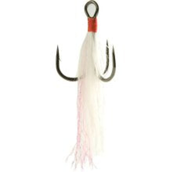 Gamakatsu Treble Hook Feathered White/Red Size 4 2ct
