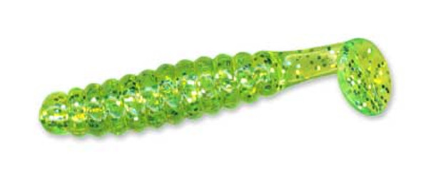 Slider Crappie Grubs 1.5" 18ct Chartreuse Glitter
