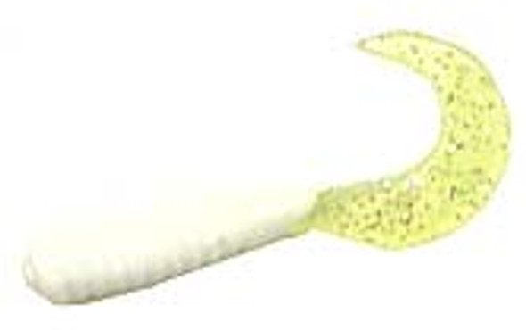 Action Bait 3" Curly Grubs 25pk White Pink Tail