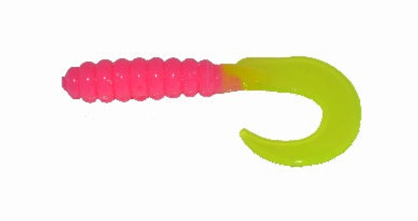 Big Bite Curl Tail Grub 2" 10ct Bubblegum Chartreuse