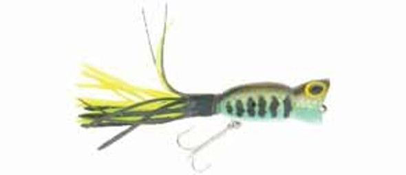 Arbogast Hula Popper 3/16 Bass-Black/Chartreuse Skirt