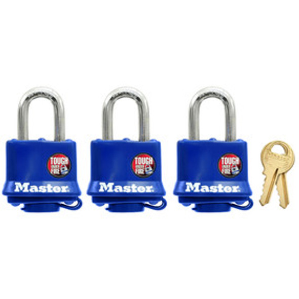 3Pk Padlock W/Blue Shell