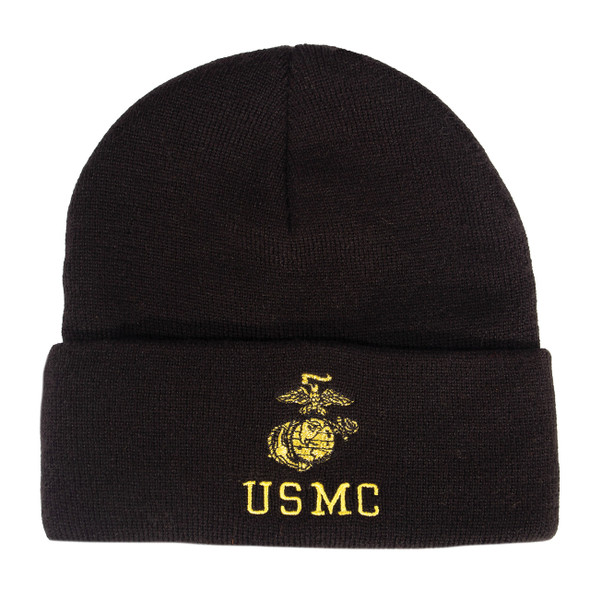 Rothco Embroidered USMC Watch Cap with Gold Eagle, Globe, & Anchor Insignia