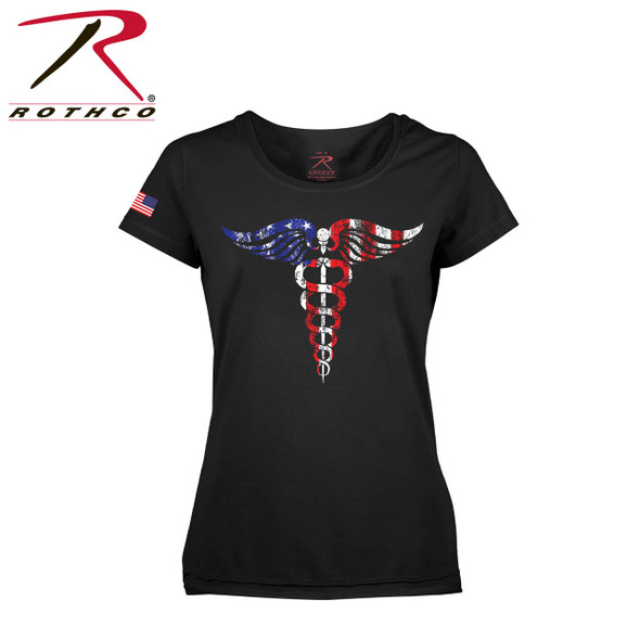 Rothco Women's Medical Symbol (Caduceus) Long Length T-Shirt - Black