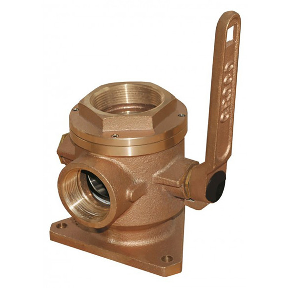 GROCO 4" Bronze Flanged Seacock & Adaptor w/3" NPT Side Port