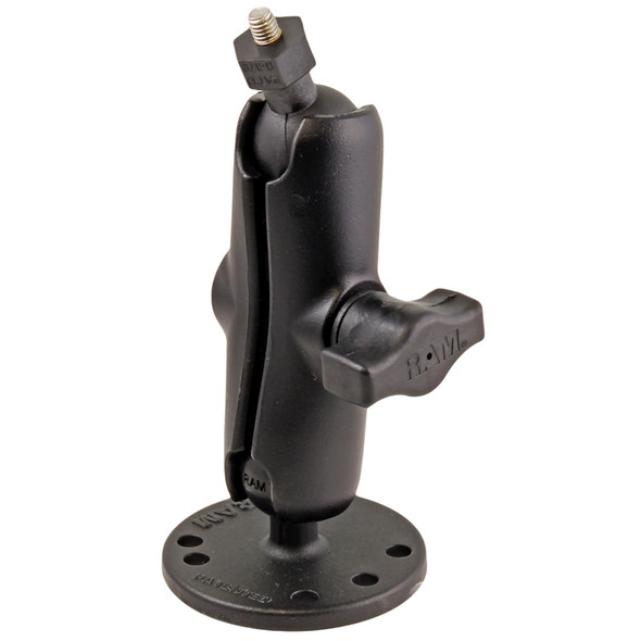 RAM Mount Flat Surface Mount w/1" Ball, including M6 X 30 SS HEX Head Bolt, f/Raymarine Dragonfly-4/5 & WiFish Devices