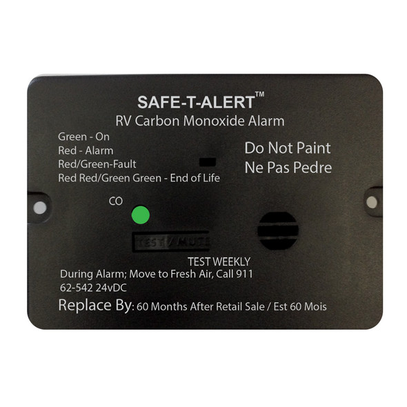 Safe-T-Alert 62 Series Black Carbon Monoxide Alarm - 24V - Flush Mount