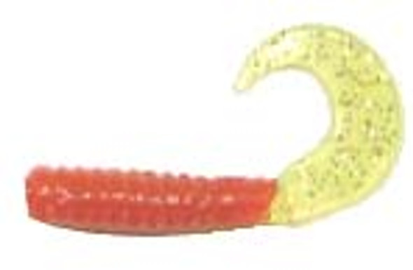 Action Bait 3" Curly Grubs 25pk Red Chartreuse Glitter - BT-151-ABCG351-20