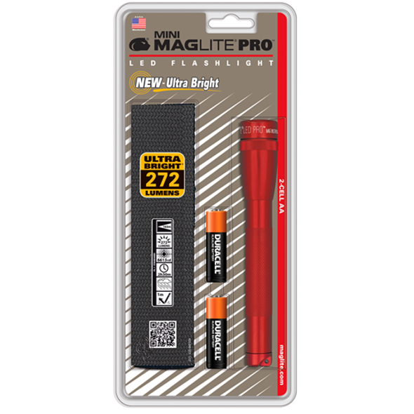 Sp2p Mini Maglite Pro 2 Aa-cell Led Flashlight W/ Holster
