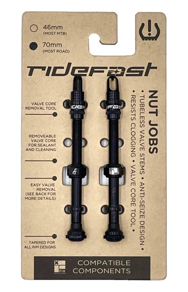 Fix Mfg RideFast Nut Jobs Tubeless Valve Stems 70mm Black