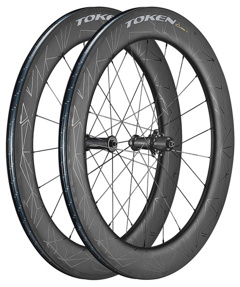 Token Konax Tri Disc 76mm Carbon Tubeless Road Racing Wheelset Shimano/SRAM