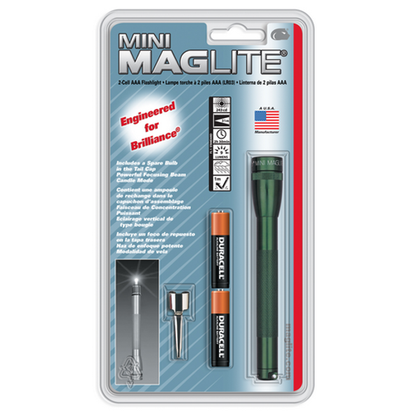 Sp22 Mini Maglite 2 Aaa-cell Led Flashlight W/ Pocket Clip - KR-15-M3A396
